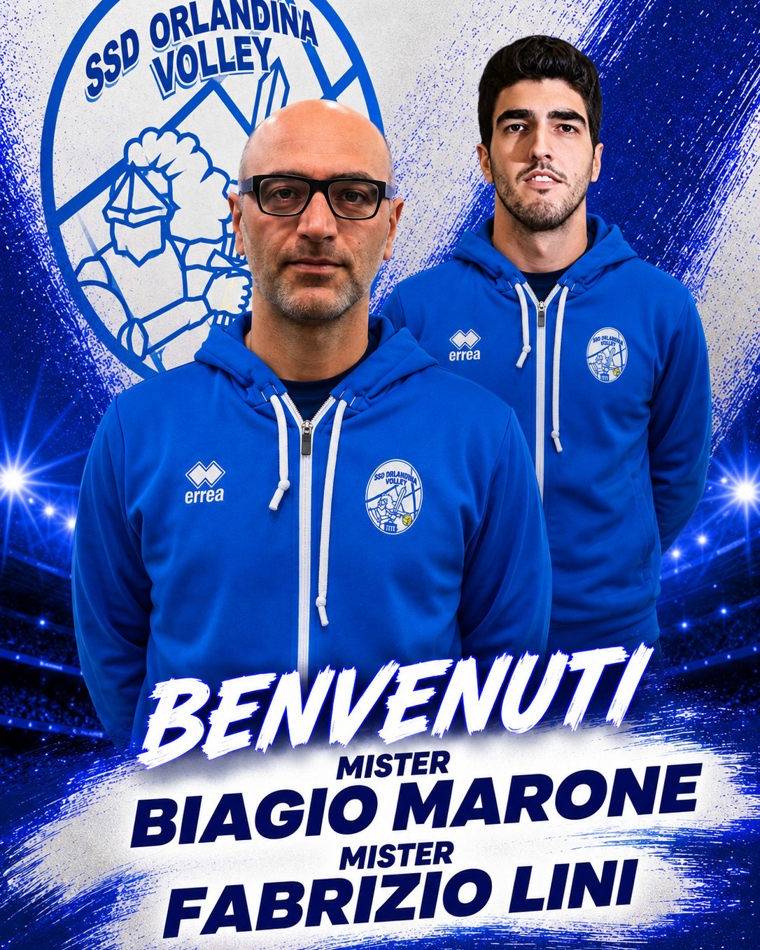 Locandina ufficiale intera con Biagio Marone e Fabrizio Lini per la B1 femminile Orlandina 2026/27